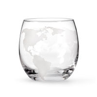 Etched Globe Design Decanter with Engraved Ball Glass for Liquor Whiskey Bourbon PI669