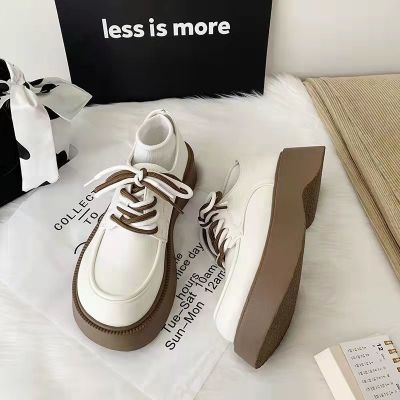 ✕✔✕ British style small leather shoes for women 2023 autumn new versatile thick-soled sponge cake lace-up round-toe Japanese jk Mary Jane shoes