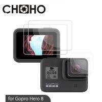 สำหรับ Gopro 8ชุดอุปกรณ์ป้องกันหน้าจอสีดำกระจกอุณหภูมิ LCD HD + เลนส์ชุดป้องกันแบบบางสำหรับ Go Pro Hero 8