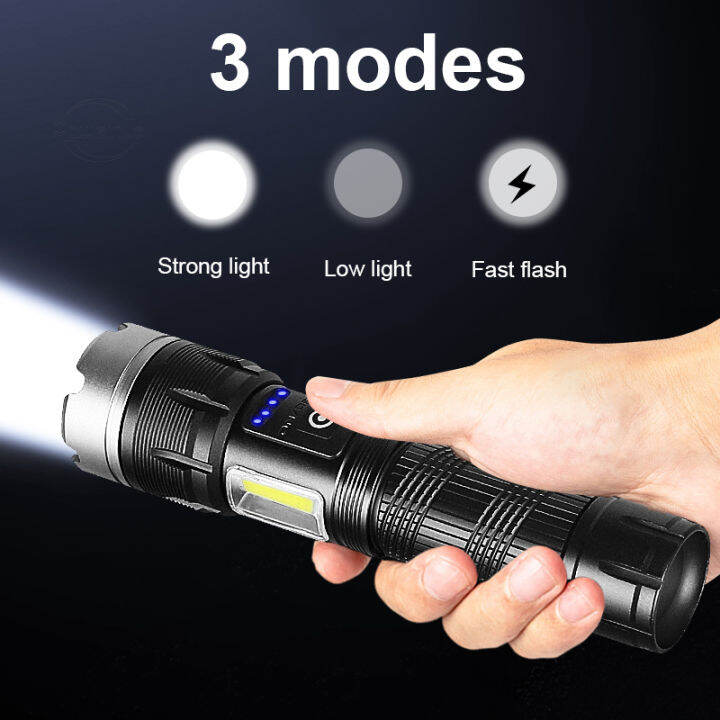 xhp360-flashlight-ไฟฉายสปอตไลท์-ไฟฉายแรงสูง-ไฟฉาย-อลูมิเนียมอัลลอยด์-with-1-26650-battery-ledยุทธวิธีแบบพกพาชาร์จมือถือได้-แรงสูงชาร์จ-usb-ไฟฉายแบบชาร์จ-สว่างมาก-ปรับได้-7-mode-โหมดสว่างมากสำหรับการตั