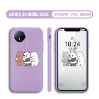 GGK สำหรับ Vivo Y02 Y02A Y02T การ์ตูนเราแพนด้าเคสโทรศัพท์แบบกริซลี่เคสกล้องคลุมทั้งหมดปลอกซิลิโคนน้ำลายขอบสี่เหลี่ยม