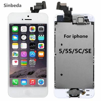 หน้าจอหน้าจอ Lcd Aaa สำหรับ Iphone 5 5S 5c Lcd หน้าจอสัมผัสดิจิตอลชุดปุ่มด้านหน้าลำโพงกล้องเต็มหน้าจอ