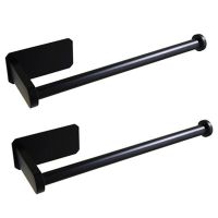 2X Kitchen Roll Paper Self Adhesive Wall Mount Toilet Paper Holder Bathroom Tissue Towel Rack Holders Black Long Toilet Roll Holders