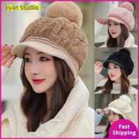 JIYAN2866 ขนสัตว์หนา faux หมวกยอดแหลม นุ่มนุ่มๆ ตุ๊กตานุ่มๆ หมวก visors แฟชั่นสำหรับผู้หญิง อบอุ่นและอบอุ่น หมวกลิ้นเป็ด ผู้หญิงผู้หญิงผู้หญิง