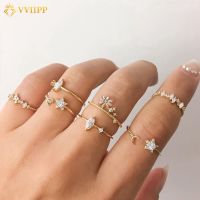 Fashion Gold Crystal Ring Set Moon Star Rings Bohemian inger Ring Wedding Jewelry Gift