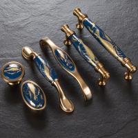 Navy blue/Ceramic Door Handles European Antique Furniture Handles Drawer Pulls Kitchen Cabinet Knobs and Handles Door Hardware Locks