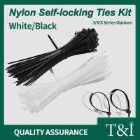 1000pcs Self-Locking Nylon Cable Ties: Black/White High-Temp Resistant3/4/5 Series 100/150/200/250/300/400MM Water Pipe Fixing