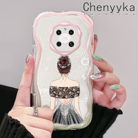 เคส Chenyyka สำหรับ Huawei Mate 30 Pro Mate 40 Pro P30 P40โปรการ์ตูนแฟชั่นรูปหญิงสาวลูกคลื่นเคสโทรศัพท์โปร่งใสเนื้อครีมนิ่มใหม่ปลอกซิลิโคนป้องกันเลนส์กล้องเคสใส