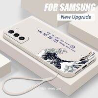 เคส Samsung S23 Ultra ซิลิโคนนิ่ม A54 S22Ultra โทรศัพท์เคสพร้อมสายคาดคลื่นสีฟ้า S21 FE A53 S23FE Note20UItra A52S