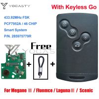 JHTJHNDTGFJHND YOCASTY แฮนด์ฟรี Keyless สมาร์ทการ์ดรถ433เมกะเฮิร์ตซ์ PCF7952A สำหรับ2009-2015 Renault Megane III Fluence Laguna III Scenic 2010