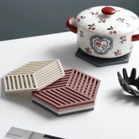 【CC】▽۩☊  Silicone Tableware Insulation Coaster Hexagon Mats Heat-Insulated Bowl Placemat Table Tools