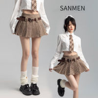 SANMEN กระโปรงญี่ปุ่น กระโปรงอัดพลีท กระโปรงสาวหวาน กระโปรง Preppy