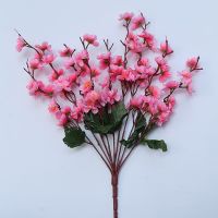 9-Fork Peach Blossom Simulated Flower Pink Plum Blossom Bouquet Project Flower Arrangement Indoor Decoration Flower Wholesale