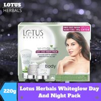 Lotus Herbals Whiteglow Day And Night Pack with Face Wash  For Skin Brightening  Day Cream  Night Cream  Facewash  220g