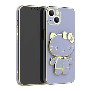 Hello Kitty Holder Strap Lanyard Phone Case For iPhone 14 13 12 11 Pro Max  Mini XR XS X 8 7 6 6S Plus SE 2020 Plating Soft Cover