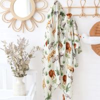 Baby Muslin Bamboo Swaddle Blanket Baby Blankets Newborn Bedding Cover Safari Jungle Animals Summer New Born Receiving Wraps