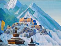 Roerich Tibet Himalayas สัญลักษณ์ภาพวาดทิวทัศน์ภูเขาศิลปะบนผนังขนาดใหญ่ผ้าใบพิมพ์ลายไอเดียของขวัญจิตรกรรมฝาผนังพรีเมี่ยม