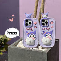 เคสสำหรับ iPhone 14 13 12 11 Pro Max 3D น่ารักกระต่ายน่ารักตุ๊กตา Pressable เคสครอบโทรศัพท์ซิลิโคน