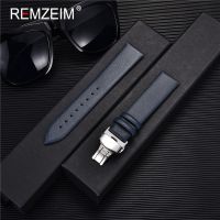 Ultra Thin Leather Strap Watchbands 16mm 18mm 20mm 22mm Watch Strap with Automatic Butterfly Clasp Buckle Bracelets