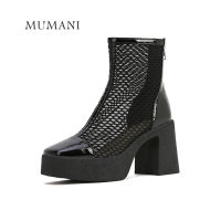 MUMANI Woman‘s 2021 New Roman Sandals Square Heel Square Toe Hollow Mesh Summer Boots Super High Platform Pumps Lady Footwear