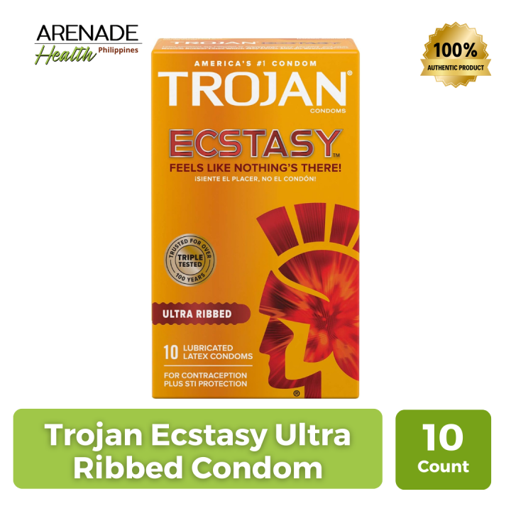 Trojan Ecstasy Ultra Ribbed Condom 10 Lubricated Latex Condom Lazada Ph 