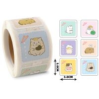 50-300pcs Square Cartoon Thank You Stickers Animal Thank You Seal Labels For Business Package Gift Decoration Greeting Cards Stickers Labels