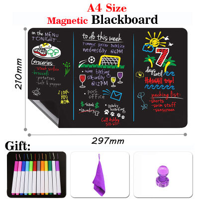 A4 Size Small Chalkboards Chalk Board Children Blackboard Magnetic Menu Whiteboard Black Stickers Dust Free Chalk