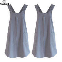 Studyset IN stock 2pcs Women Kitchen Aprons With 2 Pockets Cross Back For Cooking Baking Painting Gardening Housework