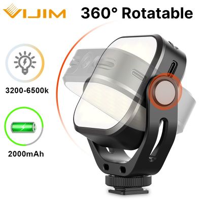 VIJIM แฟลชวิดีโอ LED 360 ° แบบหมุนได้ VL66มาพร้อมกับฐานเสียบแฟลชในตัวแบตเตอรี่ขนาด2000Mah 3200K-6500K สำหรับถ่ายภาพกล้องที่มีไฟ