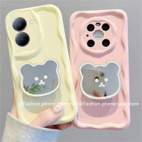 Phone Case เคส VIVO Y27 Y36 Y78 4G 5G ตัวยึดกระจกหมีมาการองเคสซิลิโคนโทรศัพท์สีออล-รวมเลนส์ป้องกันซิลิโคนนิ่มฝาหลัง VIVOY27 VIVOY36 VIVOY78 2023