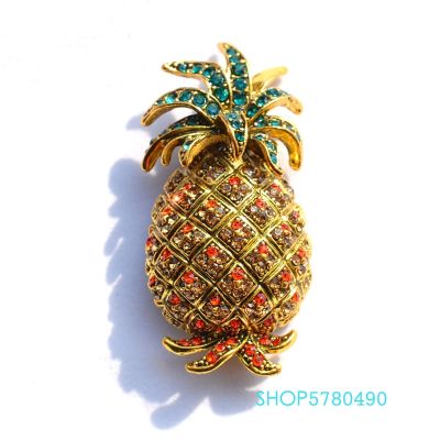【YF】 Broche de abacaxi fofo strass joia moda broche anti-ouro pino liga frutas para presentes acessórios festa