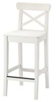 INGOLF Bar stool with backrest, white 63 cm (อิงกอล์ฟ เก้าอี้บาร์มีพนัก, ขาว 63 ซม.)