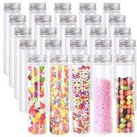 Tubes à essai en plastique transparent avec bouchons tubes à essai transparents bonbons sels de bain épices fleurs séchées décoration de fête 80ml 25 pièces