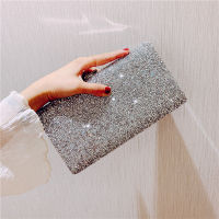 2021 New Evening Handbag Fashion Shiny Clip Shoulder Bag Luxury Sequin Womens Silver Chain Cross Bag Womens Party Wallet