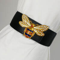 Plus ขนาดเข็มขัดรัดตัวยืดหยุ่น Luxury Designer เข็มขัดผู้หญิงคุณภาพสูงกว้างยืด Cummerbunds Big Waistband Pearl Strass