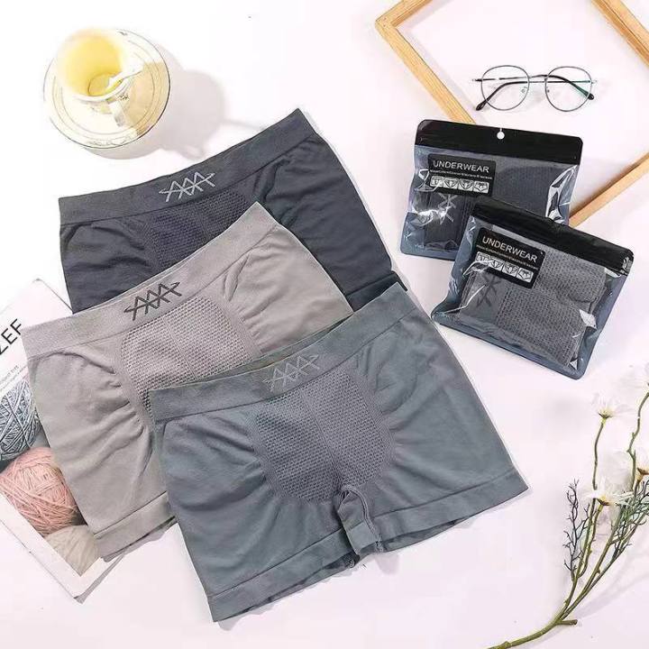 HYGGE 3 in 1 Korean Plain Breathable Spandex Cotton Comfortable Boxer ...