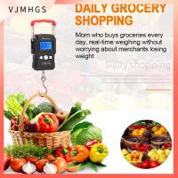 VJMHGS 50กก./5กรัม ตะขอแขวนแบบแขวน แบล็คไลท์ จอแสดงผลดิจิตอล LCD เครื่องชั่งดิจิตอลขนาดเล็ก แบบพกพาได้ อุปกรณ์ตกปลาสำหรับตกปลา เครื่องชั่งน้ำหนักอิเล็กทรอนิกส์ขนาดเล็ก การเดินทางการเดินทาง