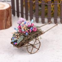 1:12 Dollhouse Miniature Flower Cart Trolley Flower Stand Flower Basket Planter For DollHouse Decor Courtyard Garden Accessories-Lusjeh