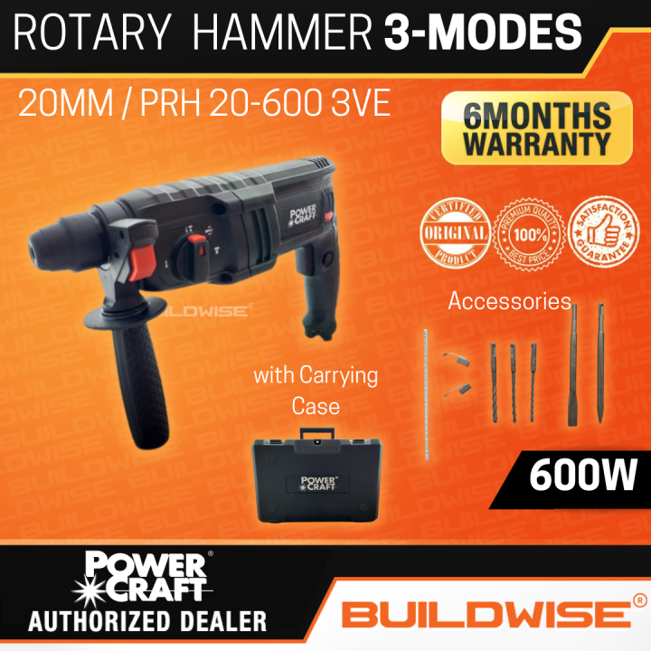 Power Craft Rotary Hammer 600W 20MM 3Mode ECO Series PRH 20600 3VE
