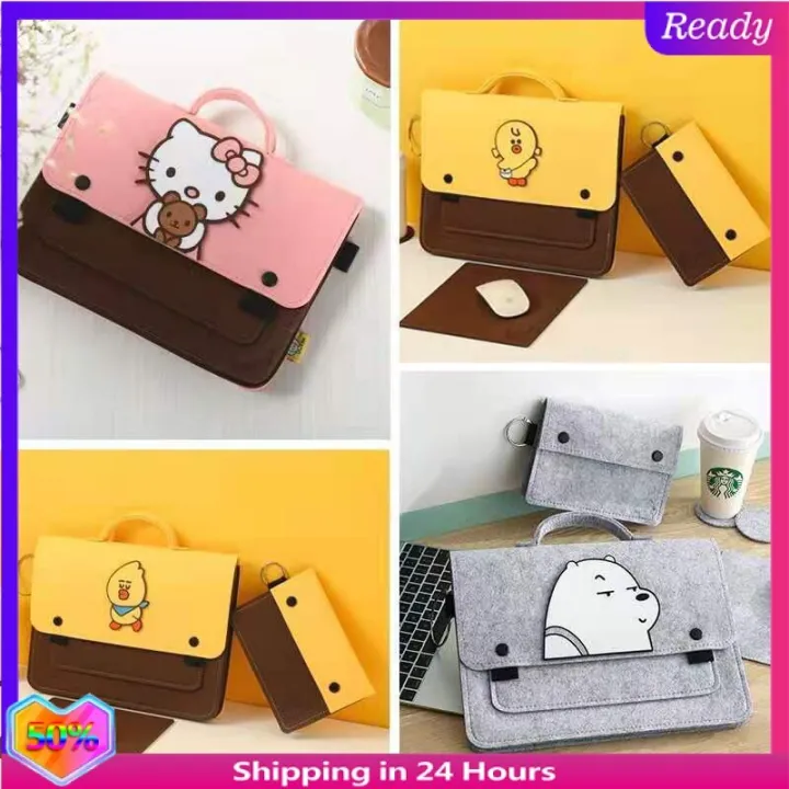 จุดแท้ 】Notebook laptop bag female cute 14 13 liner bag โน๊ตบุ๊ค แบบ