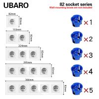 ▥ UBARO EU Wall Single Socket 82mm With White Black Grey Crystal Tempered Glass Panel Electrical Outlet 110-250V 16A Plug For Home