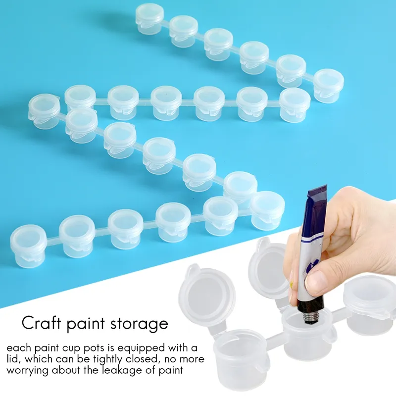 50 Strips Empty Paint Strips Paint Cup Pots Clear Storage Paint Containers  Mini Painting Cup Pot 3Ml/ 0.1 Oz 