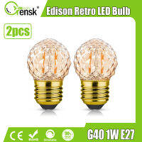 Grensk ไฟ LED 220โวลต์2แพ็คหลอดไฟ LED G40โบราณ E27วัตต์ต่ำหลอดไฟเอดิสัน LED 1วัตต์ใช้แทนหลอดไส้10วัตต์อะไหล่แสงขาวนวลหรี่ได้หลอดไฟขนาดเล็ก