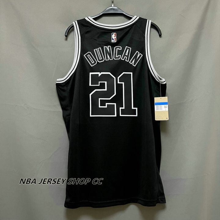 ใหม่-ของแท้-nba-san-antonio-spurs-ปี-2022-23-สําหรับผู้ชาย-21-เสื้อกีฬาแขนสั้น-ลายทีม-tim-duncan-classic-edition-สีดํา