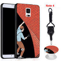 มาใหม่ล่าสุด Samsung Galaxy Note 4/N9100เคสโทรศัพท์สำหรับ Samsung เคสซิลิโคนนิ่มพร้อมขาตั้งโทรศัพท์ลวดลายและเชือก