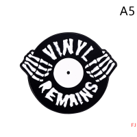 ?FJ? หมุดปักไวนิลสีดำเข้มตามสั่งพิมพ์ลายเพลงแนวสยองขวัญพังก์เข็มกลัดติดปกเสื้อสัญลักษณ์เครื่องประดับแบบกอธิคของขวัญสำหรับเพื่อน