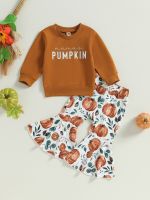 Adorable Toddler Halloween Costume Set with Pumpkin Print Sweatshirt and Flare Pants - Perfect Baby Girl Outfit for  by Hs2023