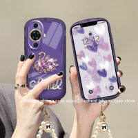 Phone Case เคส Huawei Nova 11 Pro Nova 11i Nova Y71 Y91 Huawei P60 Pro โปรเคสสายคล้องไข่มุกไรน์สโตนหงส์หรูหราปกป้องเลนส์สีทึบซองนุ่มใส2023