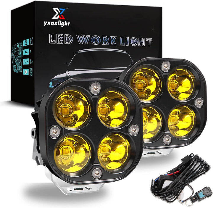 yxnxlight-4-amber-square-pod-lights-2pcs-40w-5050-led-yellow-spot-lens-beam-off-road-driving-light-fog-light-with-strobe-harness-for-car-truck-off-road-atv-utv-boat-only-motorbike-12-24v