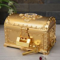 New Arrival Vintage Metal Jewelry Box with Lock Art Craft Home Decoration Storage Cosmetic Mirror Inside Birthday Gift Medicine  First Aid Storage